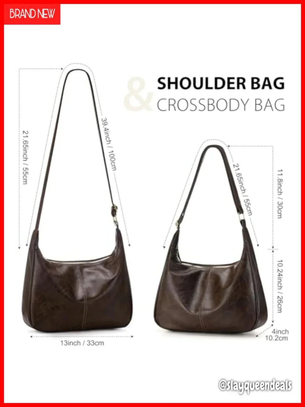 Soft PU Leather Hobo Bag with Adjustable Strap - Slouchy Shoulder Purse for